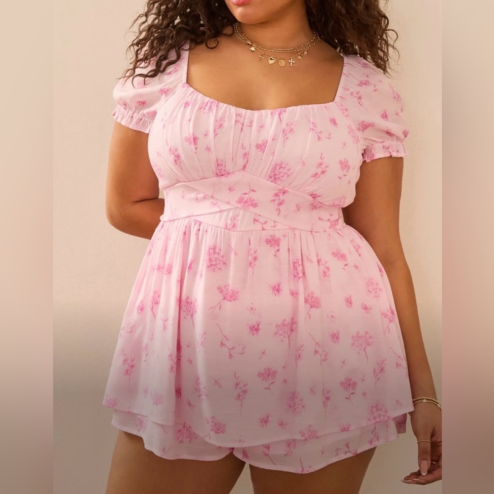 ARULA Pink Floral Romper
